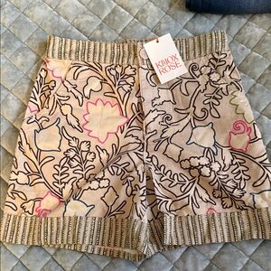 Knox Rose Beige Floral Bermuda Shorts with Pink & Blue Accents